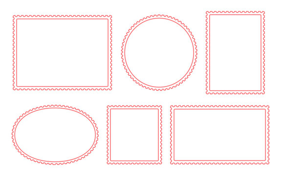 Collection of decorative outline frames in rectangular, oval, and round shapes. Minimalist frames with expressive forms and dynamic composition. Vector illustration.