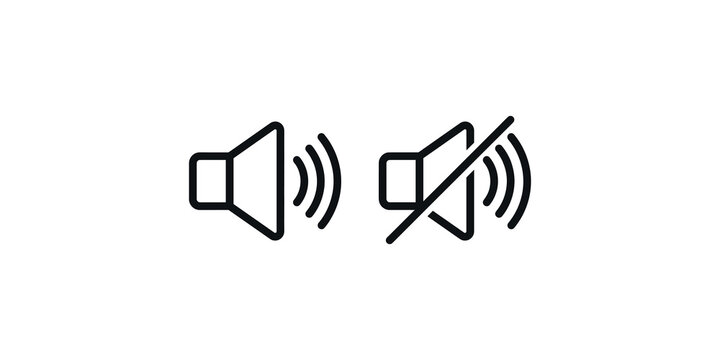 Speaker sound volume control icons with mute and active states for user interface design.