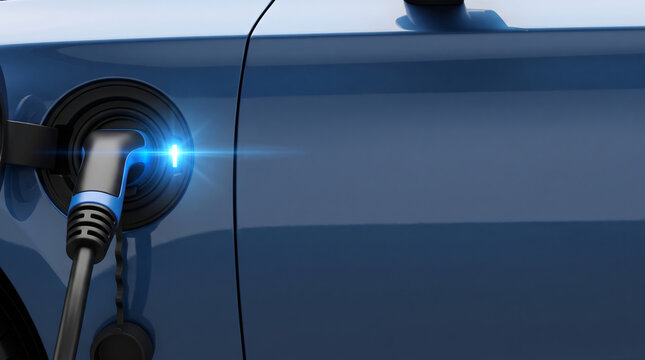 Electric car co2 charging cable plug port blue vehicle clean energy eco transport. Electric car ev automobile vehicle. green eco renewable alternative energy power, future hybrid emission