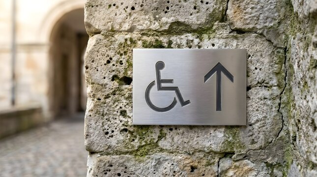 Elevator Accessible Icon Sign at Tourist Landmark Building