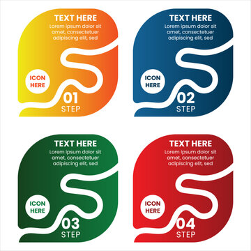 Step by Step Process Infographic Template with Four Numbered Sections and Colorful Information Blocks
