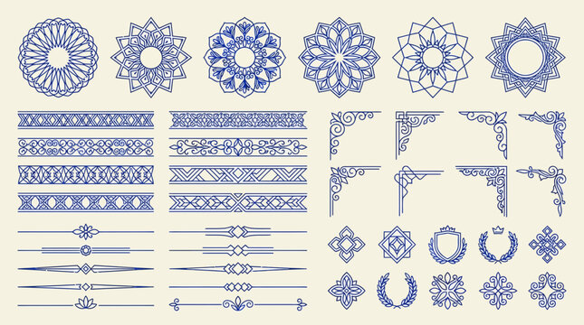 Ornate Decorative Elements: Borders, Corners, Medallions, Dividers
