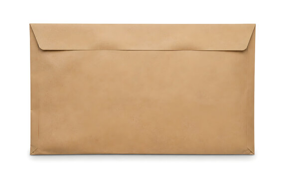 Brown kraft mailer envelope isolated on white background, packaging mockup