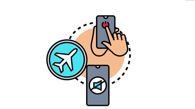 Illustration showing a hand powering off a smartphone, an airplane mode symbol, and a silent mode icon, conveying the concept of disconnecting from technology and promoting digital well being