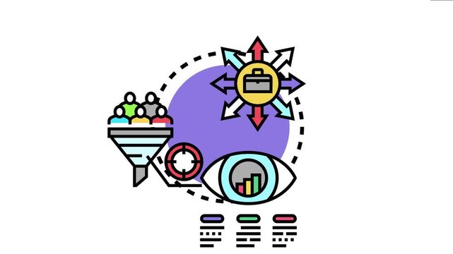 Business to business lead targeting process visualizing customer acquisition strategy, sales funnel optimization, and data analysis for market and audience segmentation