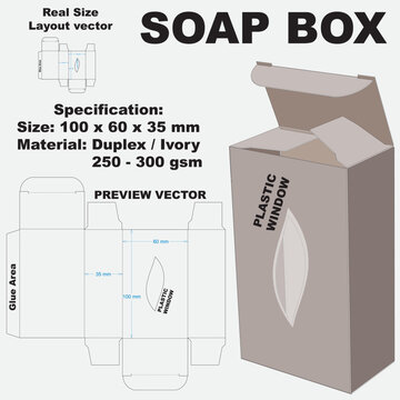 Luxury Soap Box Packaging Template with Artistic Window &ndash; Vector Dieline