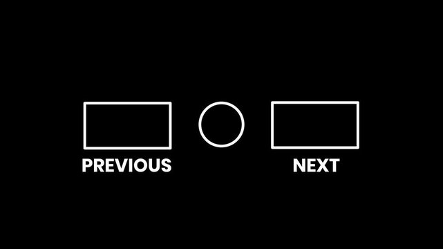 Social media item for previous and next animation isolated on black background