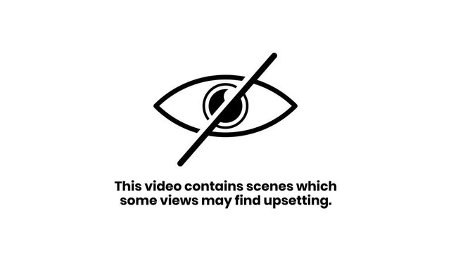 Sensitive content warning eye icon animation isolated on white background
