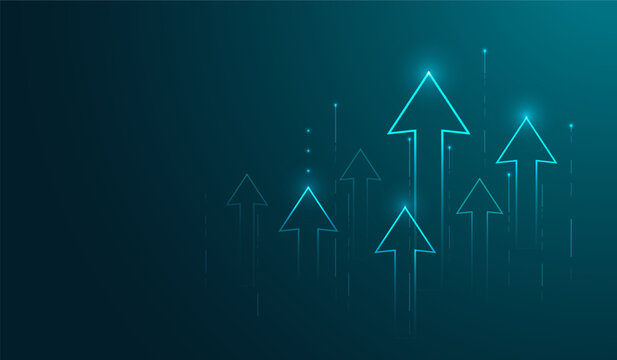 Vector arrow rise and increase business strategy background with growth technology success future finance background