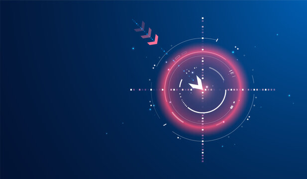 Futuristic HUD crosshair target for aiming and targeting technology strategy focus isolated on cyber vector background