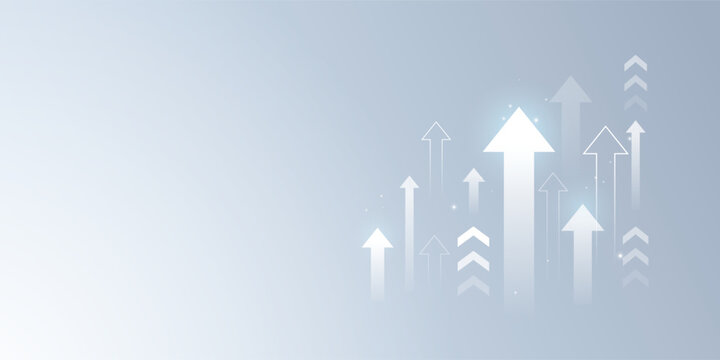 Growth arrow up trend vector background for business finance success and improvement progress