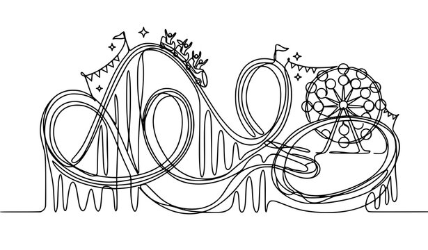 National Roller Coaster Day Extreme Loop Ride One Line Vector Design