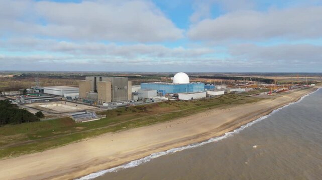 View of Sizewell B Pressurised Water Reactor and Sizewell C Construction Site