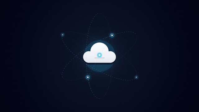 Abstract Digital Cloud Computing Network Connecting Virtual Servers Data Flow Motion
