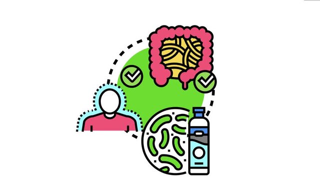 Person and human intestine receive protection, ensuring a clean, bacteria free environment using a specialized product for good digestive system well being