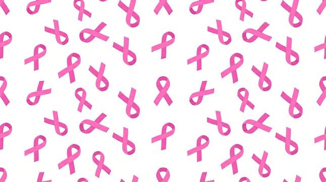 Breast Cancer Awareness Pink Ribbon Seamless Pattern Background For Women's Health Medical Campaign And Charity Design