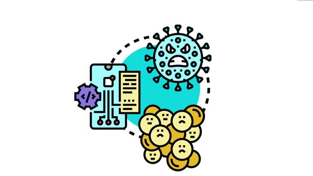 Researching a bacterial virus screening concept, showing a virulent pathogen attacking bacteria, and an interface for virus testing or analysis