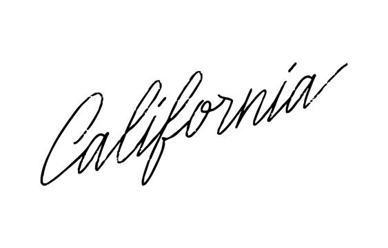 California hand drawn lettering text vector illustration
