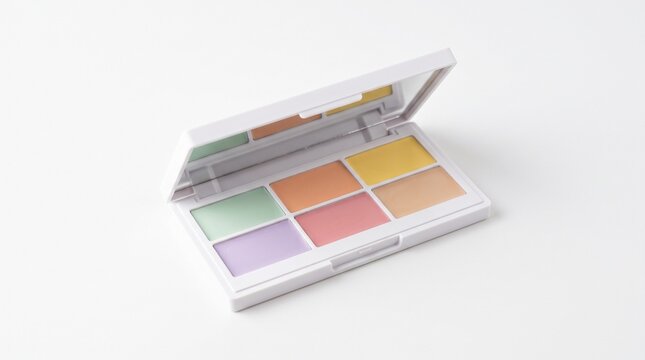 Color correcting makeup palette isolated on white background.