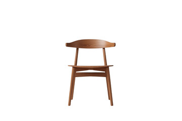 Fototapeta premium Wooden mid-century modern dining chair on transparent background