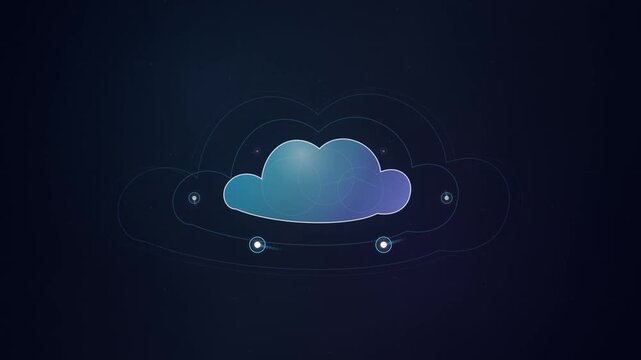 Digital Cloud Computing Network Nodes Connecting Global Data Servers in Orbital Motion