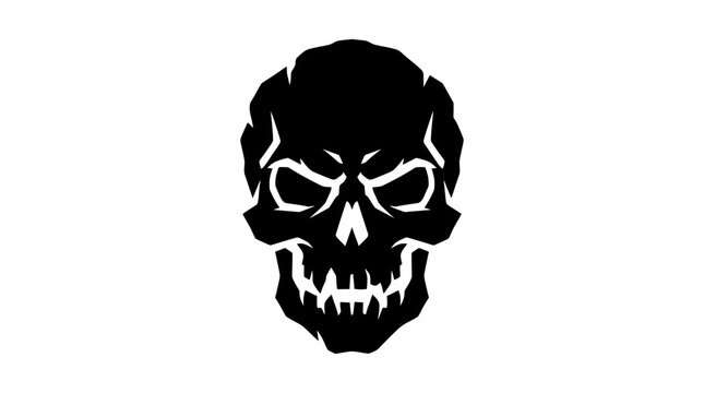 Black Skull Icon On White Background