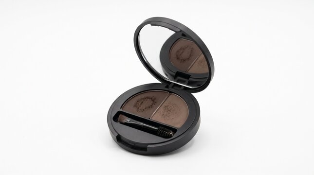 Brow powder compact isolated on white background makeup product.