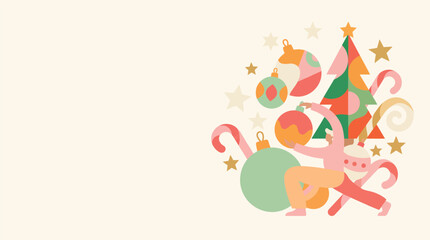 Naklejka premium Colorful Festive Collage of Party Hats Balloons Confetti and Sweet Treats.