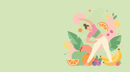 Fototapeta premium Calm Outdoor Illustration of a Person Enjoying Fruits in a Lush Garden.