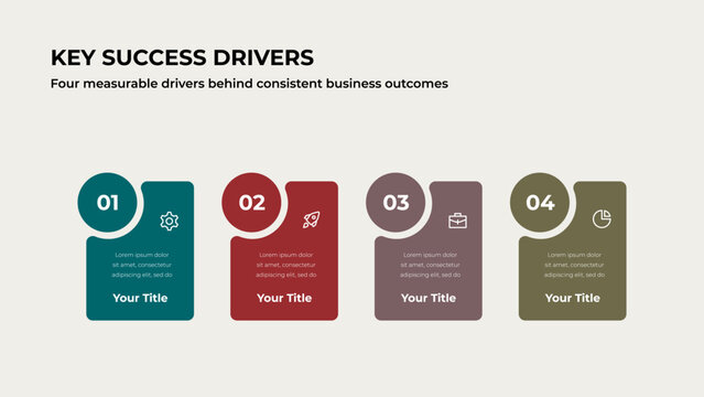 Four business option cards with circular number badges.