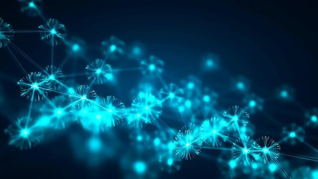 Glowing abstract network and molecular structure background with futuristic digital technology and science concepts
