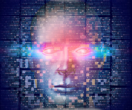 AI Phobia concept representing fear and anxiety surrounding artificial intelligence machine learning neural networks automation and emerging technology portrayed as a human computer hybrid intelligenc