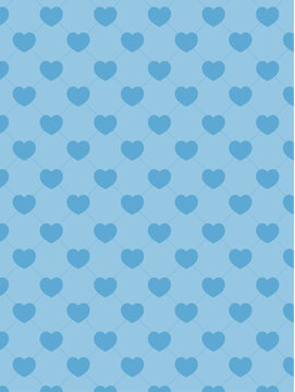 水色と青のハート柄のシームレスパターンの背景イラスト / Light Blue Heart Pattern Background with Repeating Hearts