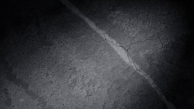 Dark Concrete Texture, Cracked Wall Surface, Gritty Cement Background, Industrial Vintage Grunge Paper, Old Stone Detail, Weathered Mono Abstract Pattern, Rough Grey Material Design Element