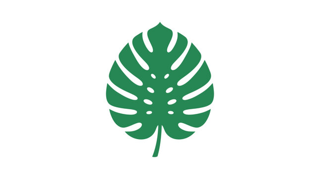 Green Monstera Leaf Icon - Tropical Plant Silhouette