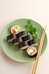 Fresh maki sushi rolls with cream cheese on a plate © Cavan