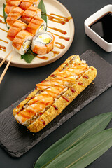 Modern fusion sushi and classic salmon maki rolls © Cavan