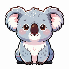 Obraz premium Cute Cartoon Koala Sitting with Big Eyes and Fluffy Ears