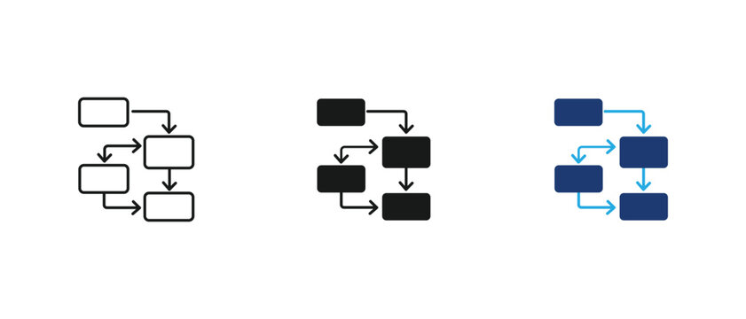 Workflow flowchart process diagram connections vector icon set