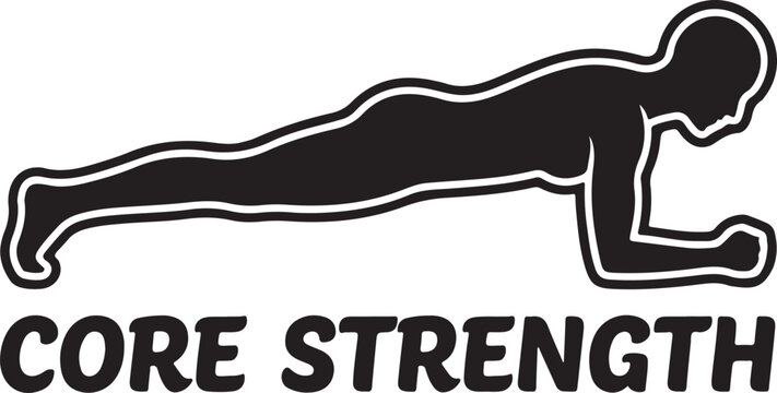 Person in core strength plank exercise pose silhouette