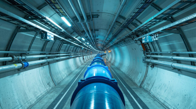 Deep underground tunnel of a high energy particle accelerator facility