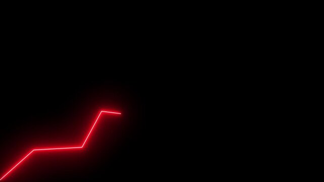 Neon arrow up line business graph icon animation.  Glowing neon line arrow business graph on black background animation.