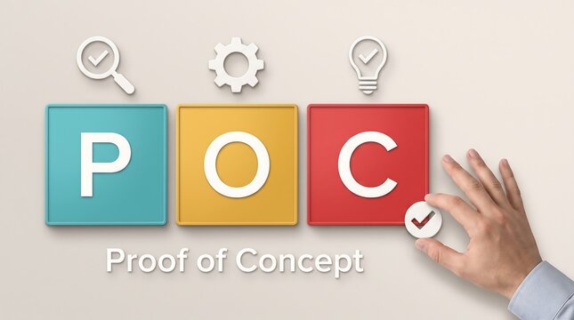 Hand Placing Checkmark Next To POC Proof Of Concept Abbreviation Graphic