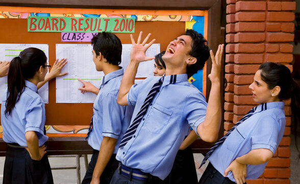 Student rejoicing after the exam results 