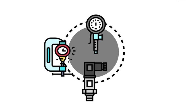 Barometric pressure measurement indicators and sensors creating circular patterns, visualizing weather forecasting, atmospheric science, and meteorological data analysis concepts