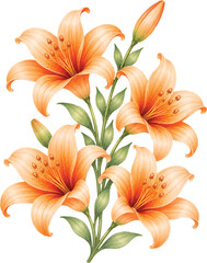 Fototapeta premium Orange Lily Bouquet, Vibrant Lily Flowers, Tropical Floral Design