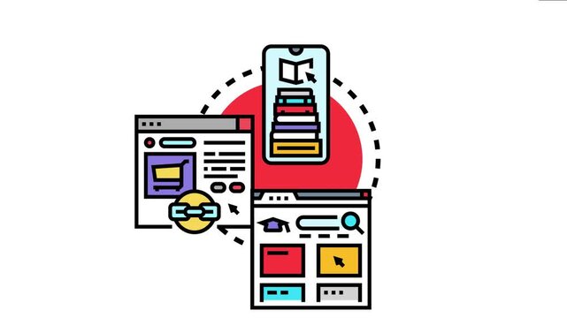E learning website layouts adapting for accessibility, including an online education platform on a mobile device and web pages integrating assistive technology for a seamless user experience