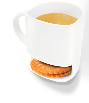 Cup of tea with biscuit 