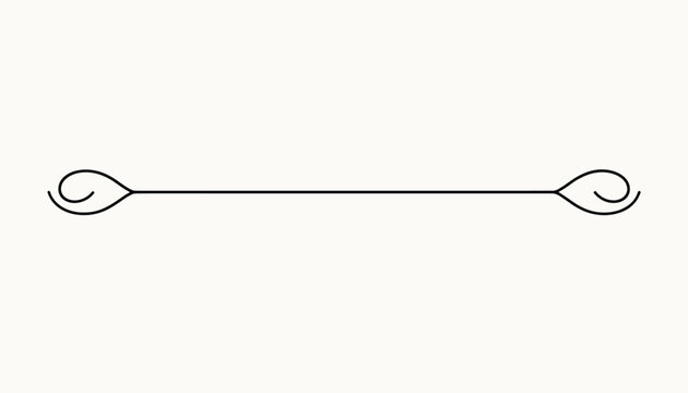 Elegant thin line divider with delicate looped swirly ends perfect for classic book layout and design.