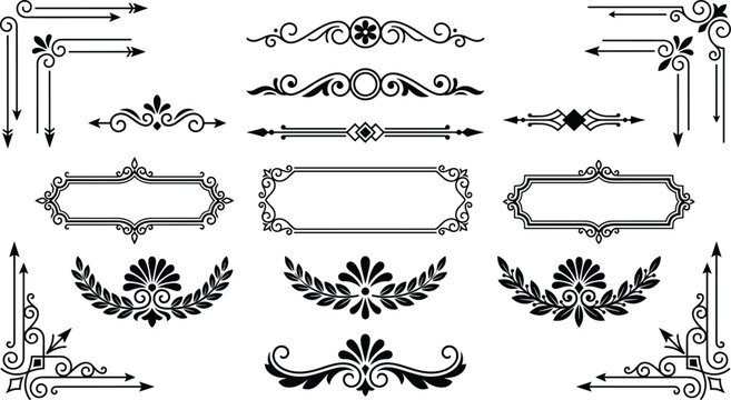 Elegant vintage decorative borders and frames with floral ornate designs